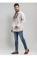 Khadi Cotton Embroidery Worked Men Short Kurta (KRP2)